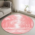 thumbnail image 1 of Round Rugs 4Ft, Pink Trees Round Area Rug Washable Indoor Throw Carpet, Forest Art Decor Spring Summer Nature Leaf Soft Non Slip Circle Rug for Kitchen Nursery Room Home Decor Aesthetic, 1 of 8