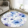 thumbnail image 1 of Round Rugs 4Ft, Purple Blue Spring Floral Round Area Rug Washable Indoor Throw Carpet, Summer Flowers Botanical Soft Non Slip Circle Rug for Kitchen Nursery Room Home Decor Aesthetic, 1 of 8