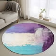 thumbnail image 1 of Round Rugs 4Ft, Purple Turquoise Round Area Rug Washable Indoor Throw Carpet, Oil Painting Modern Geometric Abstract Soft Non Slip Circle Rug for Kitchen Nursery Room Home Decor Aesthetic, 1 of 8