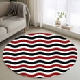 thumbnail image 1 of Round Rugs 4Ft, Red Black White Round Area Rug Washable Indoor Throw Carpet, Abstract Geometric Ocean Wave Stripe Soft Non Slip Circle Rug for Kitchen Nursery Room Home Decor Aesthetic, 1 of 8