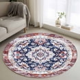 thumbnail image 1 of Round Rugs 4Ft, Red Blue Boho Vintage Round Area Rug Washable Indoor Throw Carpet, Ethnic Geometric Southwestern Soft Non Slip Circle Rug for Kitchen Nursery Room Home Decor Aesthetic, 1 of 8