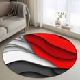 thumbnail image 1 of Round Rugs 4Ft, Red Grey Ombre Round Area Rug Washable Indoor Throw Carpet, Geometric Abstract Art Moire Modern Soft Non Slip Circle Rug for Kitchen Nursery Room Home Decor Aesthetic, 1 of 8