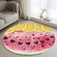 thumbnail image 1 of Round Rugs 4Ft, Red Watermelon Round Area Rug Washable Indoor Throw Carpet, Yellow Lemon Summer Fruit Country Soft Non Slip Circle Rug for Kitchen Nursery Room Home Decor Aesthetic, 1 of 8