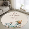 thumbnail image 1 of Round Rugs 4Ft, Spring Round Area Rug Washable Indoor Throw Carpet, Country Bicycle Botanical Blossom Wild Flowers Soft Non Slip Circle Rug for Kitchen Nursery Room Home Decor Aesthetic, 1 of 8