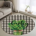thumbnail image 1 of Round Rugs 4Ft, St. Patrick's Day Round Area Rug Washable Indoor Throw Carpet, Green Lucky S Black Plaid Rustic Soft Non Slip Circle Rug for Kitchen Nursery Room Home Decor Aesthetic, 1 of 8