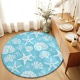 thumbnail image 1 of Round Rugs 4Ft, Starfish Aqua Blue Coastal Round Area Rug Washable Indoor Throw Carpet, Summer Nautical Shell Beach Soft Non Slip Circle Rug for Kitchen Nursery Room Home Decor Aesthetic, 1 of 8