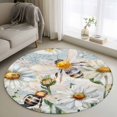 thumbnail image 1 of Round Rugs 4Ft, Summer Botanical Round Area Rug Washable Indoor Throw Carpet, White Daisy Botanical Bee Farmhouse Soft Non Slip Circle Rug for Kitchen Nursery Room Home Decor Aesthetic, 1 of 8