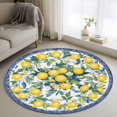 thumbnail image 1 of Round Rugs 4Ft, Summer Lemon Round Area Rug Washable Indoor Throw Carpet, Blue Floral Spring Botanical Retro Soft Non Slip Circle Rug for Kitchen Nursery Room Home Decor Aesthetic, 1 of 8