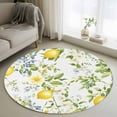 thumbnail image 1 of Round Rugs 4Ft, Summer Lemon Round Area Rug Washable Indoor Throw Carpet, Watercolor Yellow Spring Floral Botanical Soft Non Slip Circle Rug for Kitchen Nursery Room Home Decor Aesthetic, 1 of 8