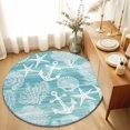 thumbnail image 1 of Round Rugs 4Ft, Teal Anchor Nautical Round Area Rug Washable Indoor Throw Carpet, Coastal Beach Coral Starfish Soft Non Slip Circle Rug for Kitchen Nursery Room Home Decor Aesthetic, 1 of 8