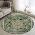 thumbnail image 1 of Round Rugs 4Ft, Teal Boho Round Area Rug Washable Indoor Throw Carpet, Ehtnic Modern Geometric Abstract Art Soft Non Slip Circle Rug for Kitchen Nursery Room Home Decor Aesthetic, 1 of 8
