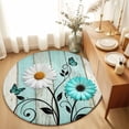 thumbnail image 1 of Round Rugs 4Ft, Teal Cream Daisy Farmhouse Round Area Rug Washable Indoor Throw Carpet, Country Vintage Floral Soft Non Slip Circle Rug for Kitchen Nursery Room Home Decor Aesthetic, 1 of 8