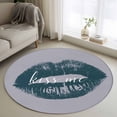 thumbnail image 1 of Round Rugs 4Ft, Teal Lip Round Area Rug Washable Indoor Throw Carpet, Kiss Love Grey Retro Art Soft Non Slip Circle Rug for Kitchen Nursery Room Home Decor Aesthetic, 1 of 8