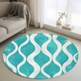 thumbnail image 1 of Round Rugs 4Ft, Teal Wave Round Area Rug Washable Indoor Throw Carpet, Modern Abstract Art Farmhouse Soft Non Slip Circle Rug for Kitchen Nursery Room Home Decor Aesthetic, 1 of 8