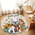 thumbnail image 1 of Round Rugs 4Ft, Thanksgiving Round Area Rug Washable Indoor Throw Carpet, Fall Dog Pumpkin Sunflowers Maple Leaves Soft Non Slip Circle Rug for Kitchen Nursery Room Home Decor Aesthetic, 1 of 8