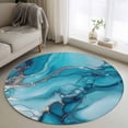 thumbnail image 1 of Round Rugs 4Ft, Turquoise Marble Round Area Rug Washable Indoor Throw Carpet, Teal Grey Modern Geometric Soft Non Slip Circle Rug for Kitchen Nursery Room Home Decor Aesthetic, 1 of 8