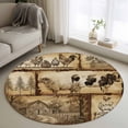 thumbnail image 1 of Round Rugs 4Ft, Vintage Animals Round Area Rug Washable Indoor Throw Carpet, Cow Rooster Trees Retro Art Soft Non Slip Circle Rug for Kitchen Nursery Room Home Decor Aesthetic, 1 of 8
