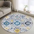 thumbnail image 1 of Round Rugs 4Ft, Vintage Ethnic Round Area Rug Washable Indoor Throw Carpet, Morocco Boho Farmhouse Abstract Texture Soft Non Slip Circle Rug for Kitchen Nursery Room Home Decor Aesthetic, 1 of 8