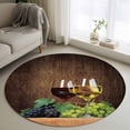 thumbnail image 1 of Round Rugs 4Ft, Wine Round Area Rug Washable Indoor Throw Carpet, Goblet Grapes Champagne Farmhouse Wooden Country Soft Non Slip Circle Rug for Kitchen Nursery Room Home Decor Aesthetic, 1 of 8