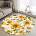 thumbnail image 1 of Round Rugs 4Ft, Yellow Sunflower Round Area Rug Washable Indoor Throw Carpet, Spring Summer Floral Botanical Soft Non Slip Circle Rug for Kitchen Nursery Room Home Decor Aesthetic, 1 of 8