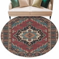 thumbnail image 1 of Round Rugs 5 Ft, Aztec Southwest Non Slip Area Rugs for Kitchen Bedroom Entryway, Red Brown Boho Chic Abstract Geometric Washable Carpet Runner Rug Floor Mats for Bedroom Home Decor, 1 of 9