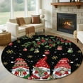thumbnail image 1 of Round Rugs 5 Ft, Black Gnomes Christmas Non Slip Area Rugs for Kitchen Bedroom Entryway, Xmas Ball Gifts Snowflake Washable Carpet Runner Rug Floor Mats for Bedroom Home Decor, 1 of 9