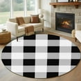 thumbnail image 1 of Round Rugs 5 Ft, Black White Checkered Non Slip Area Rugs for Kitchen Bedroom Entryway, Farmhouse Buffalo Plaid Washable Carpet Runner Rug Floor Mats for Bedroom Home Decor, 1 of 9