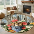 thumbnail image 1 of Round Rugs 5 Ft, Easter Non Slip Area Rugs for Kitchen Bedroom Entryway, Retro Spring Rabbit Flowers Plants Wooden Plank Washable Carpet Runner Rug Floor Mats for Bedroom Home Decor, 1 of 8