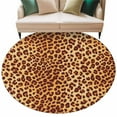 thumbnail image 1 of Round Rugs 5 Ft, Leopard Texture Print Non Slip Area Rugs for Kitchen Bedroom Entryway, Orange Yellow Retro Farmhouse Washable Carpet Runner Rug Floor Mats for Bedroom Home Decor, 1 of 9