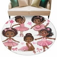 thumbnail image 1 of Round Rugs 5 Ft, Pink Ballet Dancer Non Slip Area Rugs for Kitchen Bedroom Entryway, Cute Cartoon Girls Bow-knot Love Star Washable Carpet Runner Rug Floor Mats for Bedroom Home Decor, 1 of 9