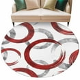 thumbnail image 1 of Round Rugs 5 Ft, Red Grey Non Slip Area Rugs for Kitchen Bedroom Entryway, Geometric Circle Modern Abstract Simple Art Washable Carpet Runner Rug Floor Mats for Bedroom Home Decor, 1 of 9