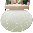 thumbnail image 1 of Round Rugs 5 Ft, Sage Green Geometric Non Slip Area Rugs for Kitchen Bedroom Entryway, Modern White Stripe Distortion Art Washable Carpet Runner Rug Floor Mats for Bedroom Home Decor, 1 of 9