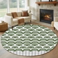 thumbnail image 1 of Round Rugs 5 Ft, Sage Green Pine Leaves Non Slip Area Rugs for Kitchen Bedroom Entryway, Abstract Art Geometric Gray Plaid Washable Carpet Runner Rug Floor Mats for Bedroom Home Decor, 1 of 8