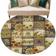 thumbnail image 1 of Round Rugs 5 Ft, Sunflowers Non Slip Area Rugs for Kitchen Bedroom Entryway, Farmhouse Vintage Western Texas Star Plaid Washable Carpet Runner Rug Floor Mats for Bedroom Home Decor, 1 of 9