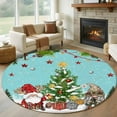 thumbnail image 1 of Round Rugs 5 Ft, Teal Christmas Non Slip Area Rugs for Kitchen Bedroom Entryway, Gnomes Xmas Tree Snowflake Winter Gifts Washable Carpet Runner Rug Floor Mats for Bedroom Home Decor, 1 of 9