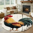 thumbnail image 1 of Round Rugs 5 Ft, Vintage Rooster Non Slip Area Rugs for Kitchen Bedroom Entryway, Retro Farmhouse Rooster Watercolor Washable Carpet Runner Rug Floor Mats for Bedroom Home Decor, 1 of 9