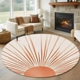 thumbnail image 1 of Round Rugs 5Ft, Abstract Art Round Area Rug Washable Indoor Throw Carpet, Orange Lines Simple Retro Middle Century Soft Non Slip Circle Rug for Cabinet Bathroom Home Decor Aesthetic, 1 of 8