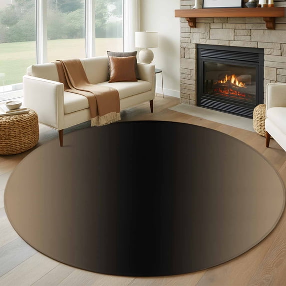 Round Rugs 5Ft, Beige Black Ombre Round Area Rug Washable Indoor Throw Carpet, Modern Gradient Abstract Art Soft Non Slip Circle Rug for Cabinet Bathroom Home Decor Aesthetic