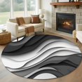 thumbnail image 1 of Round Rugs 5Ft, Black Grey Ombre Round Area Rug Washable Indoor Throw Carpet, Moire Modern Aesthetics Geometric Abstract Soft Non Slip Circle Rug for Cabinet Bathroom Home Decor Aesthetic, 1 of 8