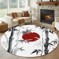 thumbnail image 1 of Round Rugs 5Ft, Black White Botanical Round Area Rug Washable Indoor Throw Carpet, Red Moon Ink Wash Art Soft Non Slip Circle Rug for Cabinet Bathroom Home Decor Aesthetic, 1 of 8