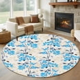 thumbnail image 1 of Round Rugs 5Ft, Blue Flowers Round Area Rug Washable Indoor Throw Carpet, Farmhouse Pastoral Spring Botanical Plants Soft Non Slip Circle Rug for Cabinet Bathroom Home Decor Aesthetic, 1 of 8