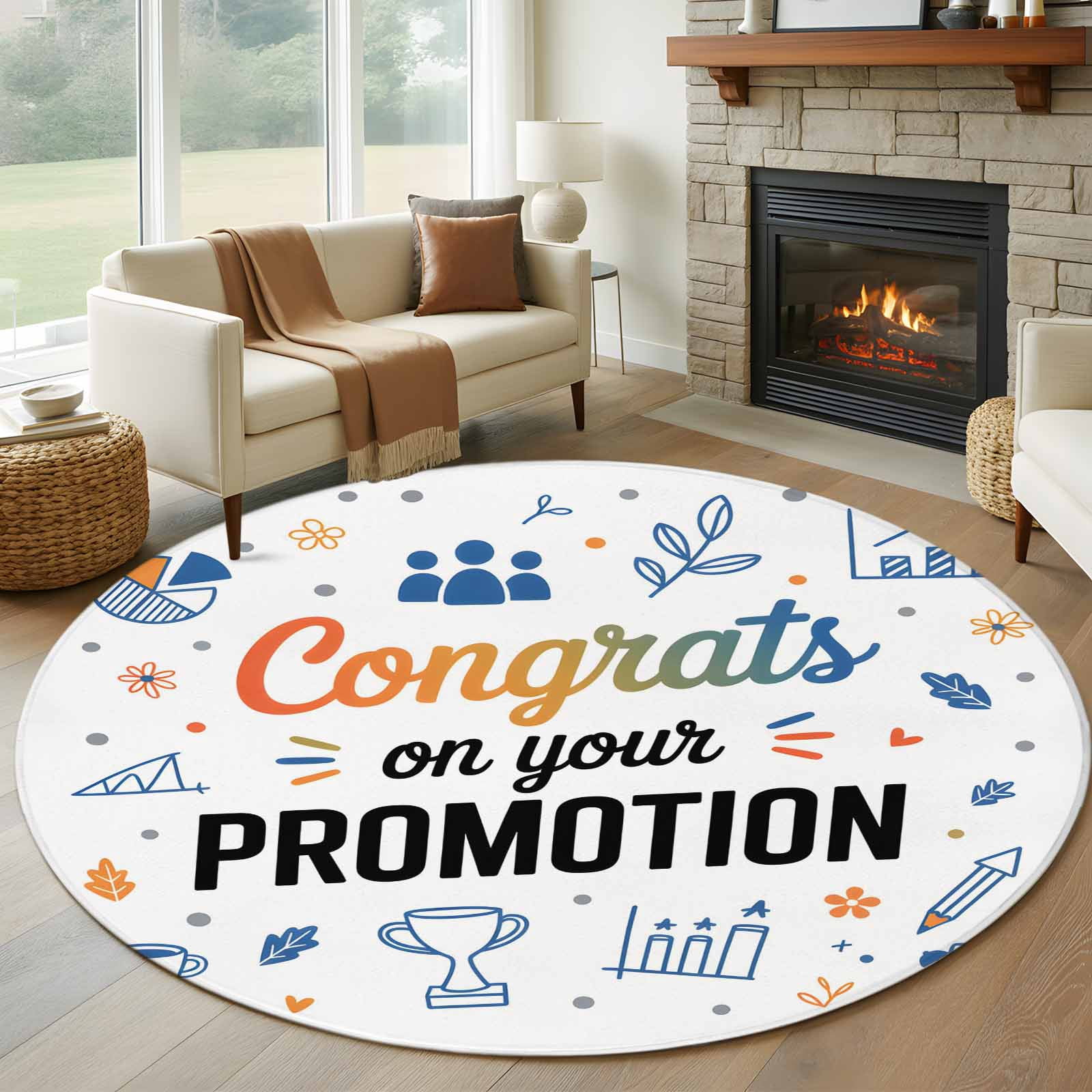 Round Rugs 5Ft, Blue Funny Words Round Area Rug Washable Indoor Throw ...