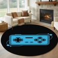 thumbnail image 1 of Round Rugs 5Ft, Blue Game Handle Round Area Rug Washable Indoor Throw Carpet, Video Gamer Console Earphones Black Soft Non Slip Circle Rug for Cabinet Bathroom Home Decor Aesthetic, 1 of 8