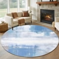thumbnail image 1 of Round Rugs 5Ft, Blue Grey Abstract Art Round Area Rug Washable Indoor Throw Carpet, Modern Shabby Farmhouse Soft Non Slip Circle Rug for Cabinet Bathroom Home Decor Aesthetic, 1 of 8