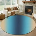 thumbnail image 1 of Round Rugs 5Ft, Blue Teal Yellow Ombre Round Area Rug Washable Indoor Throw Carpet, Farmhouse Modern Gradient Art Soft Non Slip Circle Rug for Cabinet Bathroom Home Decor Aesthetic, 1 of 8