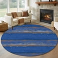 thumbnail image 1 of Round Rugs 5Ft, Blue Wooden Grain Round Area Rug Washable Indoor Throw Carpet, Farmhouse Mottled Planks Country Soft Non Slip Circle Rug for Cabinet Bathroom Home Decor Aesthetic, 1 of 8
