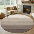 thumbnail image 1 of Round Rugs 5Ft, Brown Beige Ombre Round Area Rug Washable Indoor Throw Carpet, Farmhouse Vintage Wooden Striped Soft Non Slip Circle Rug for Cabinet Bathroom Home Decor Aesthetic, 1 of 8