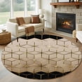 thumbnail image 1 of Round Rugs 5Ft, Brown Geometric Round Area Rug Washable Indoor Throw Carpet, Modern Abstract Art Ombre Soft Non Slip Circle Rug for Cabinet Bathroom Home Decor Aesthetic, 1 of 8