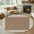 thumbnail image 1 of Round Rugs 5Ft, Brown Geometric Round Area Rug Washable Indoor Throw Carpet, Vintage Greece Key Soft Non Slip Circle Rug for Cabinet Bathroom Home Decor Aesthetic, 1 of 8