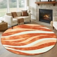thumbnail image 1 of Round Rugs 5Ft, Burnt Orange Waves Round Area Rug Washable Indoor Throw Carpet, Ombre Sea Ripples Shabby Beach Soft Non Slip Circle Rug for Cabinet Bathroom Home Decor Aesthetic, 1 of 8
